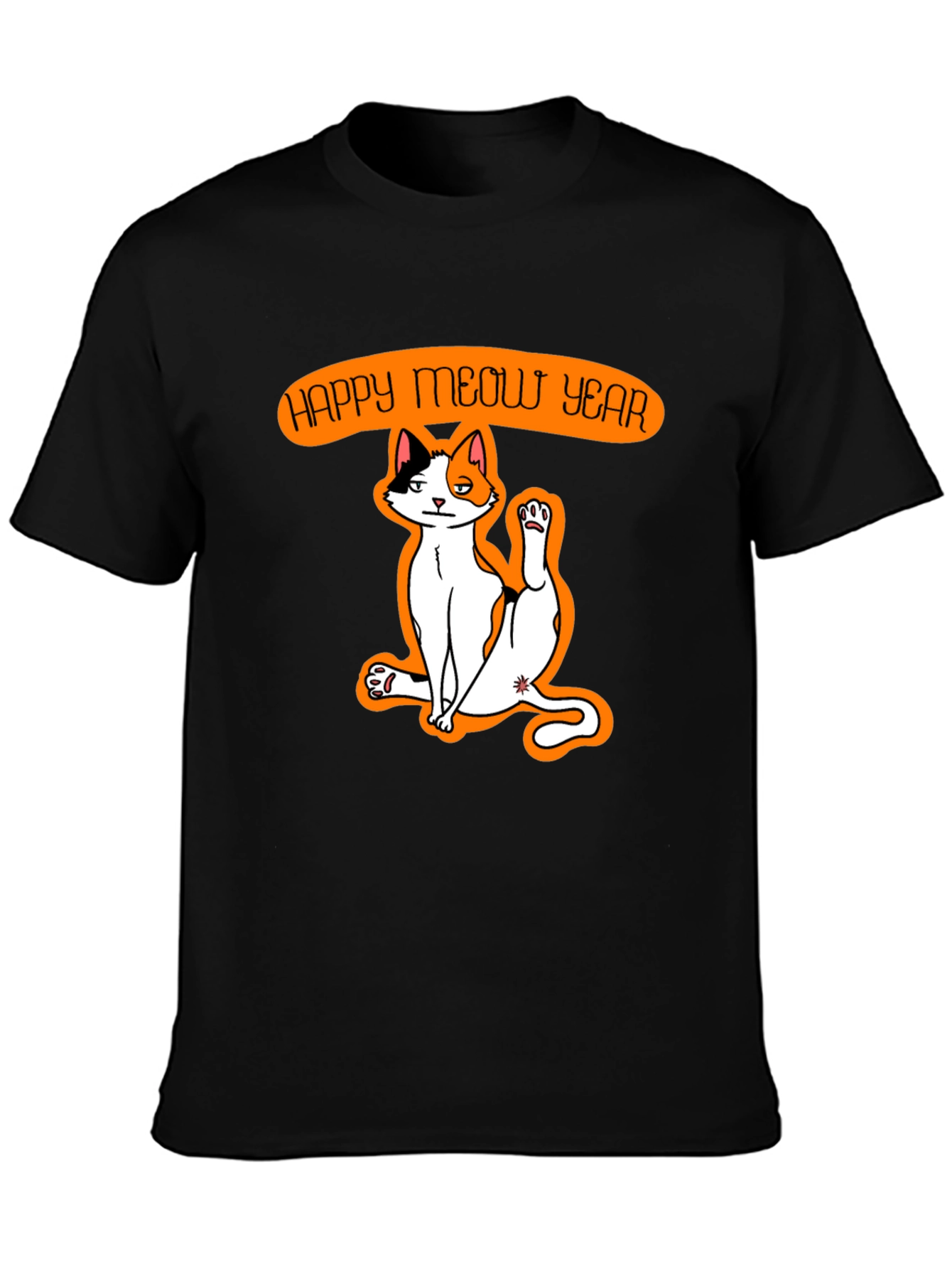 Happy Meow Year T-Shirt - Festive Cat Graphic Tee