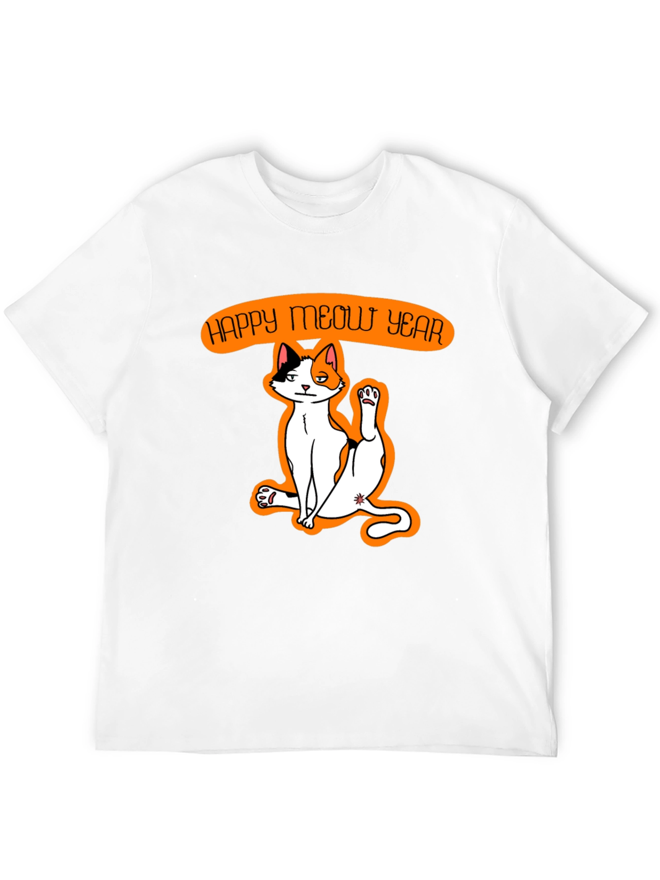 Happy Meow Year T-Shirt - Festive Cat Graphic Tee