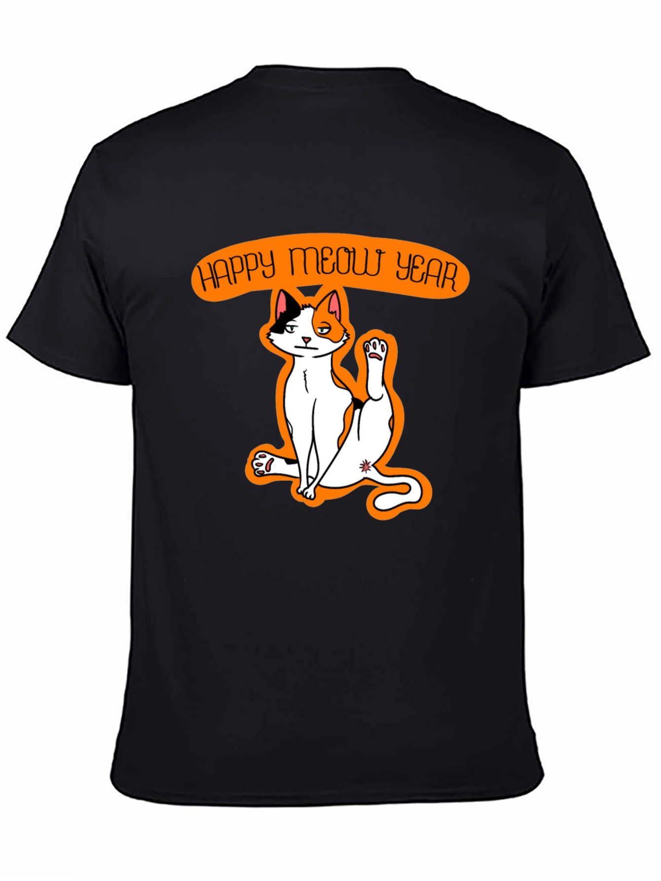 Happy Meow Year T-Shirt - Festive Cat Graphic Tee