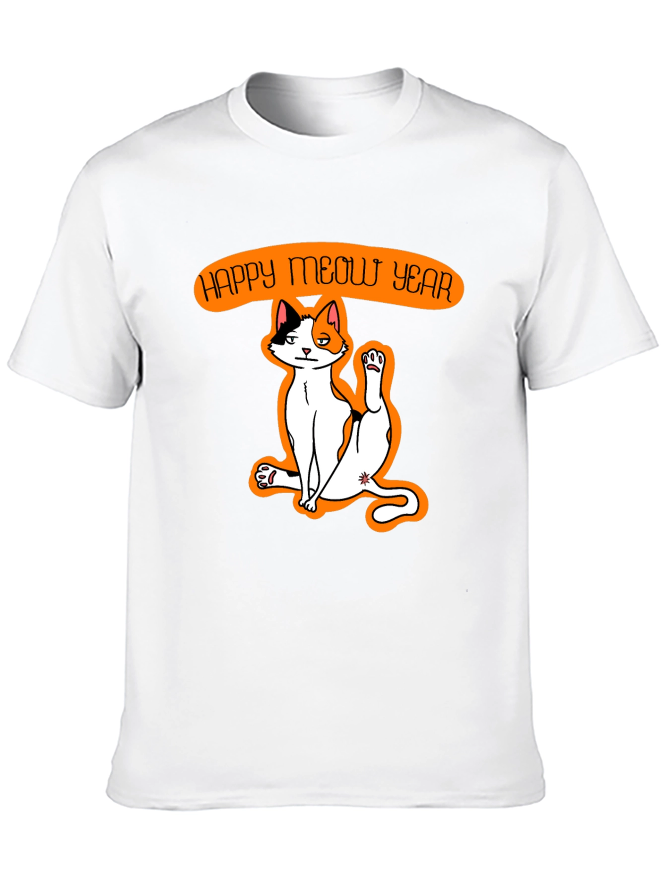 Happy Meow Year T-Shirt - Festive Cat Graphic Tee