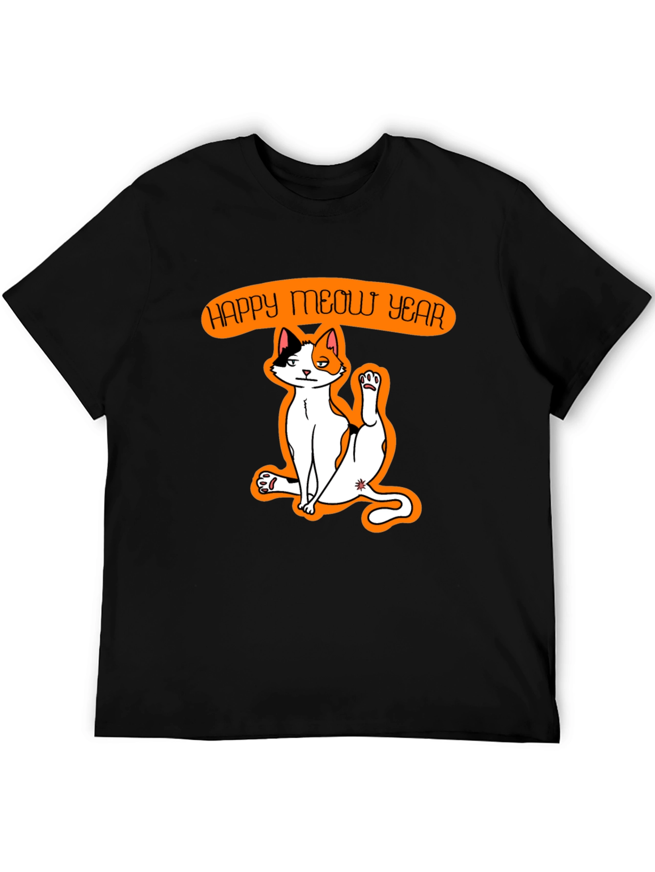 Happy Meow Year T-Shirt - Festive Cat Graphic Tee