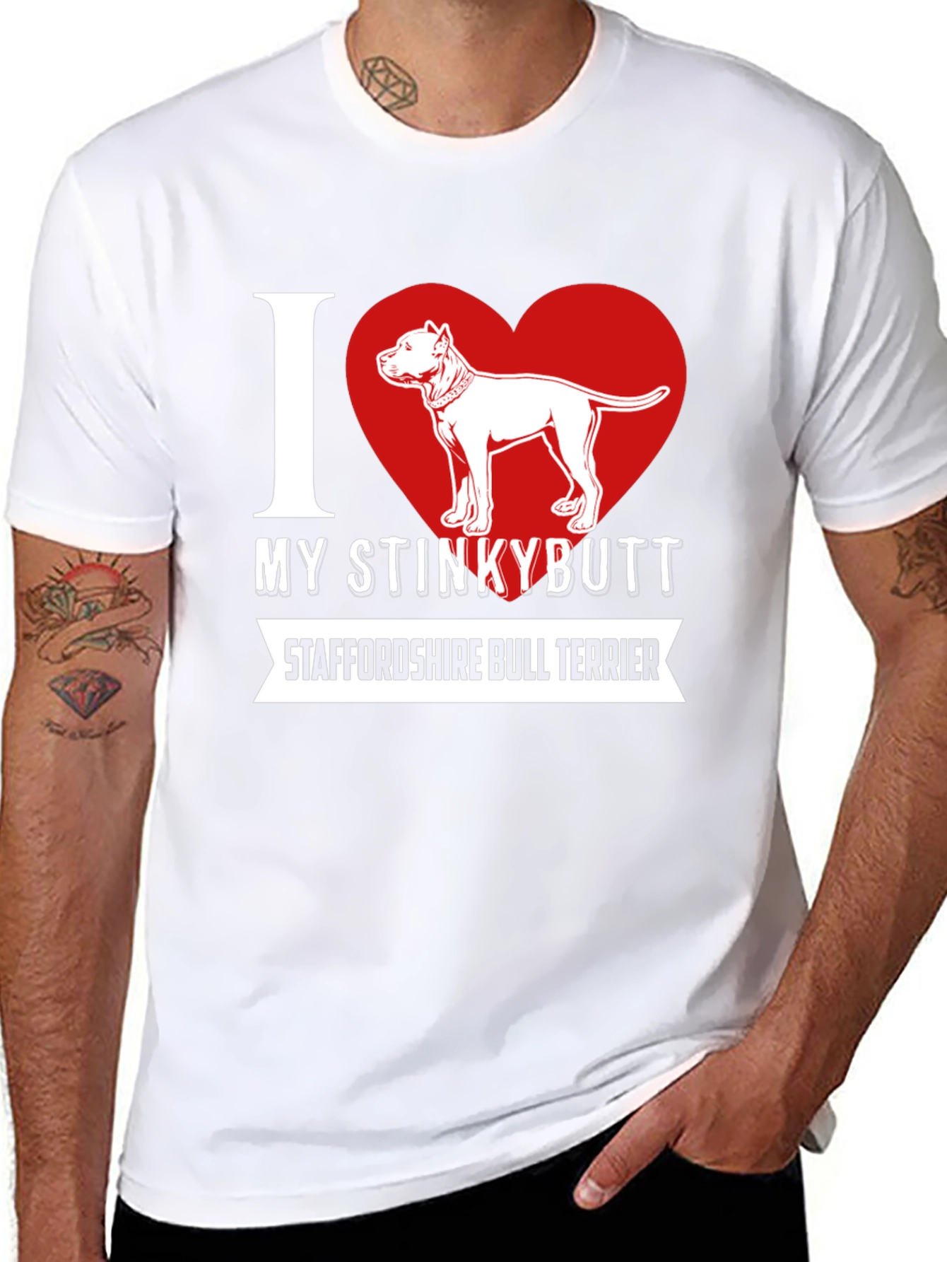 I Love My Stinkybutt Staffordshire Bull Terrier T-Shirt