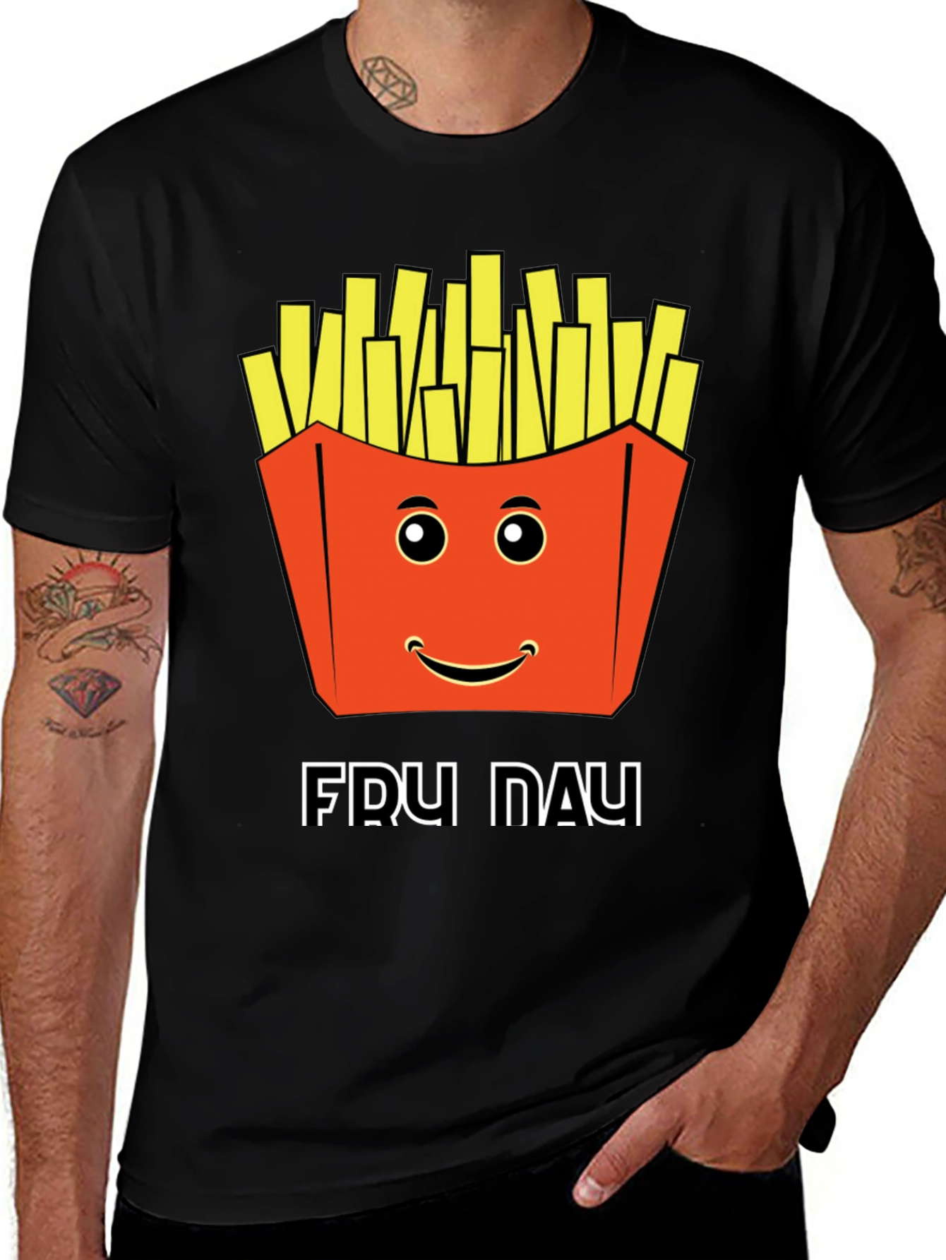 Funny Fry Day Graphic Tee - Black