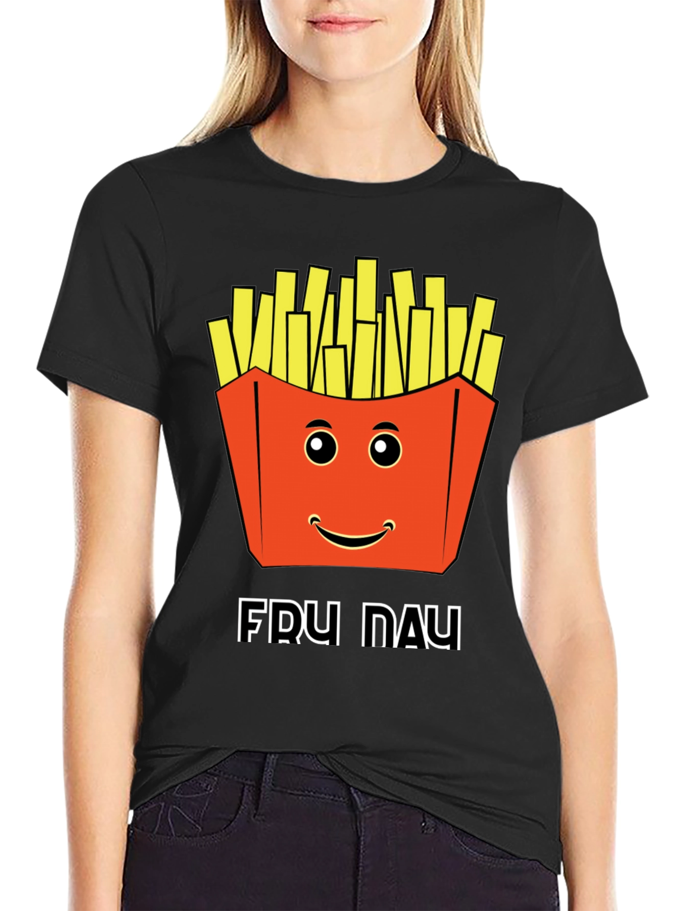 Funny Fry Day Graphic Tee - Black