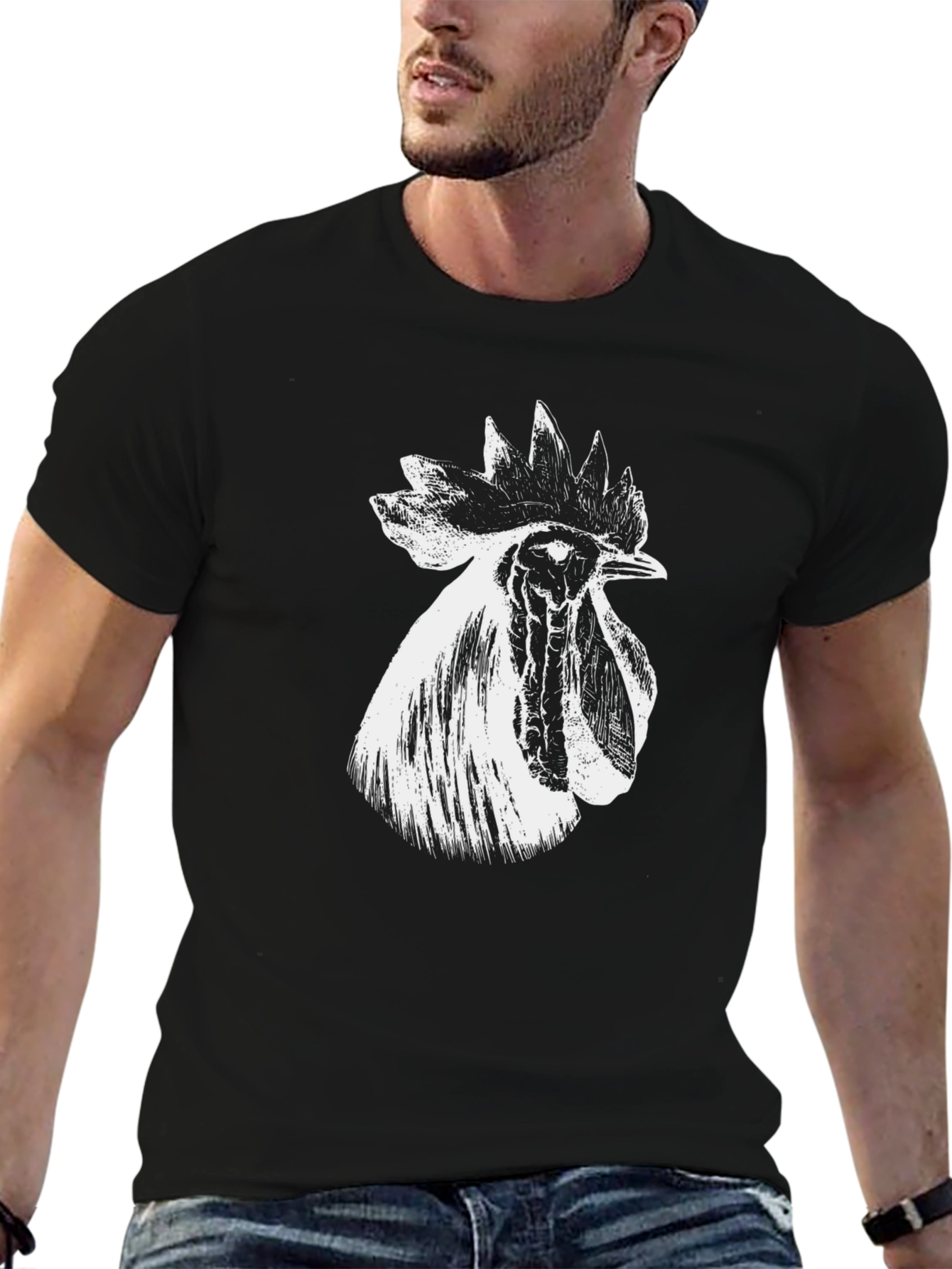 Rooster Graphic Black T-Shirt - Bold Farm Style
