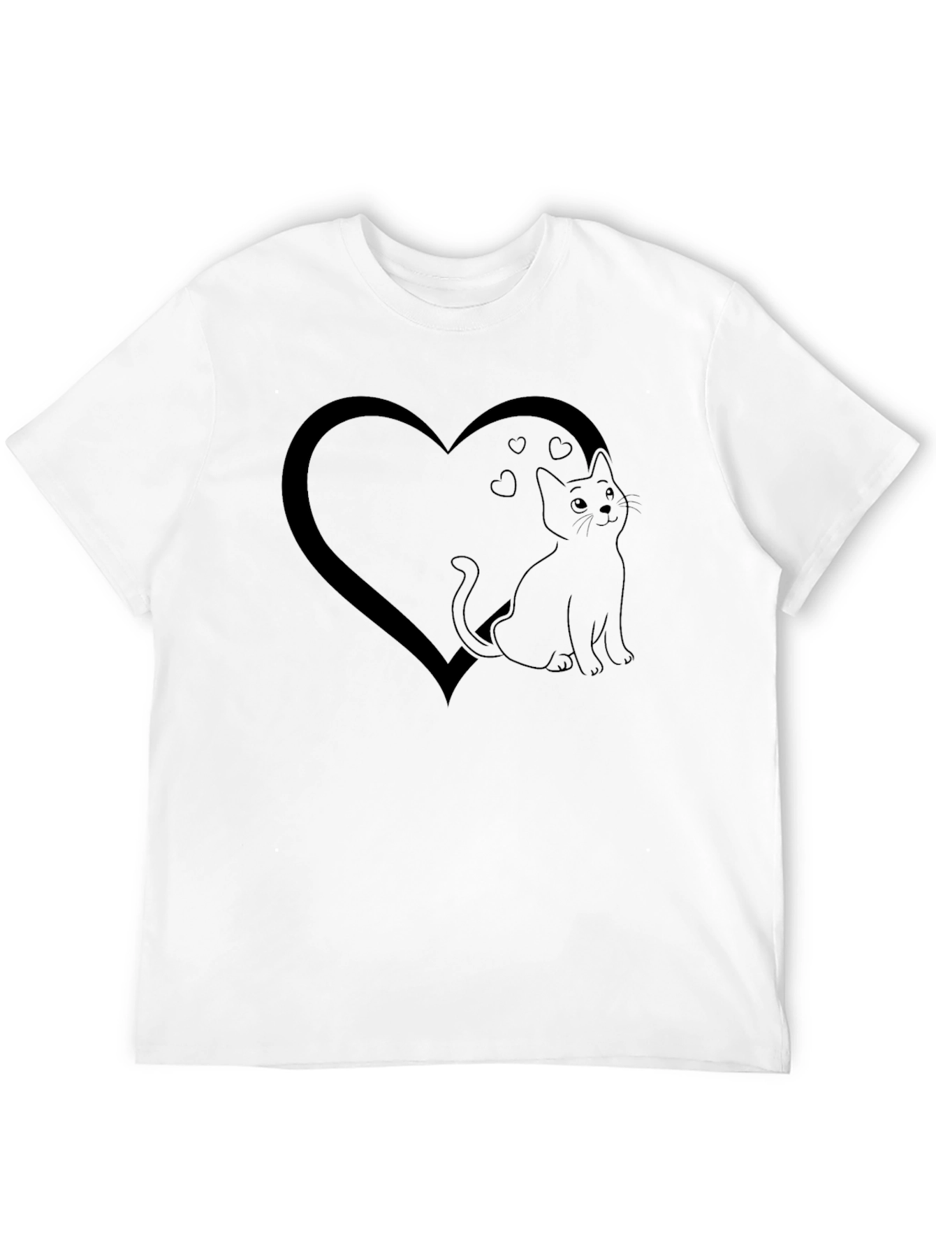 Cat Heart Graphic Tee - Mens Black T-Shirt