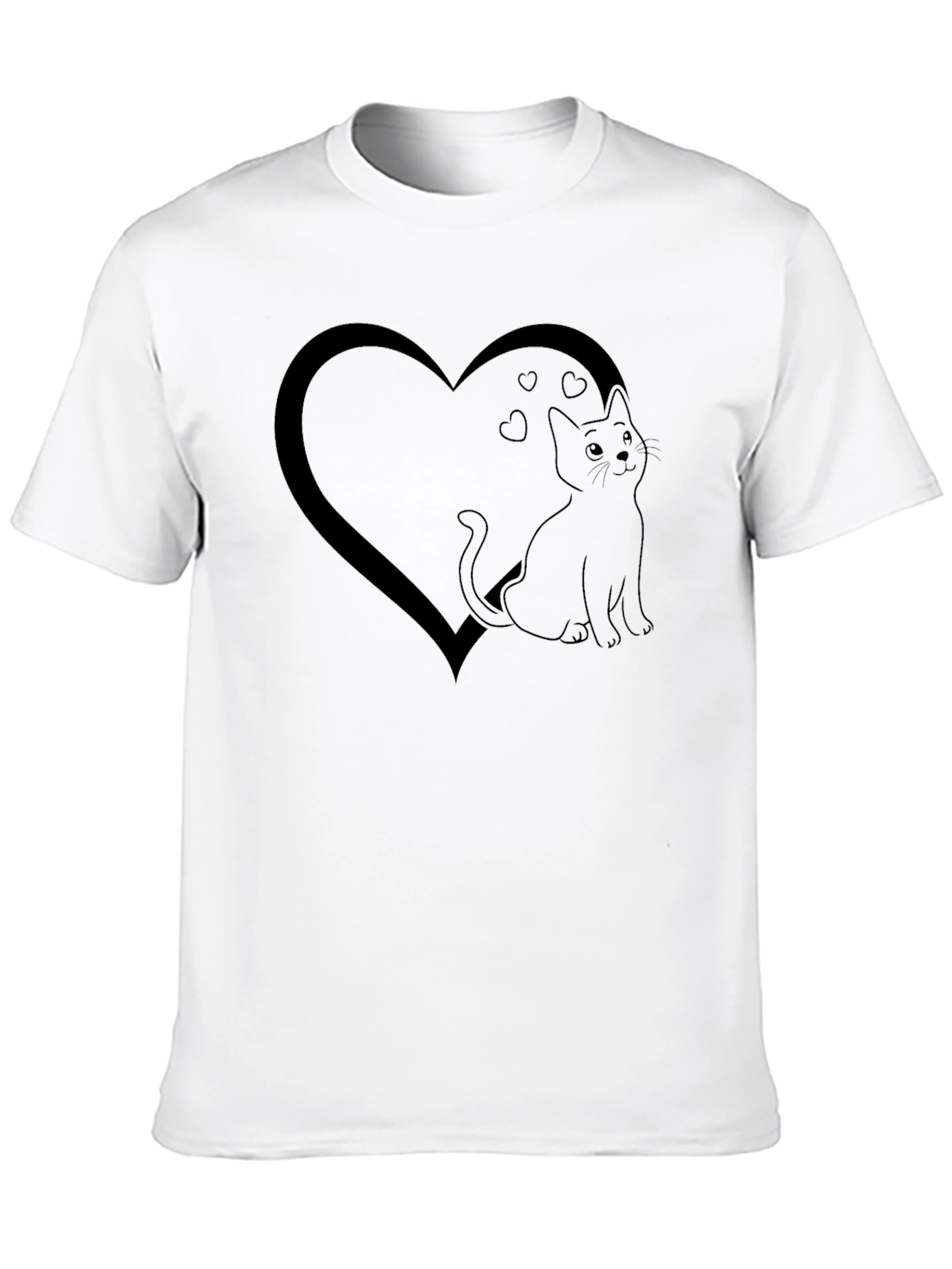 Cat Heart Graphic Tee - Mens Black T-Shirt