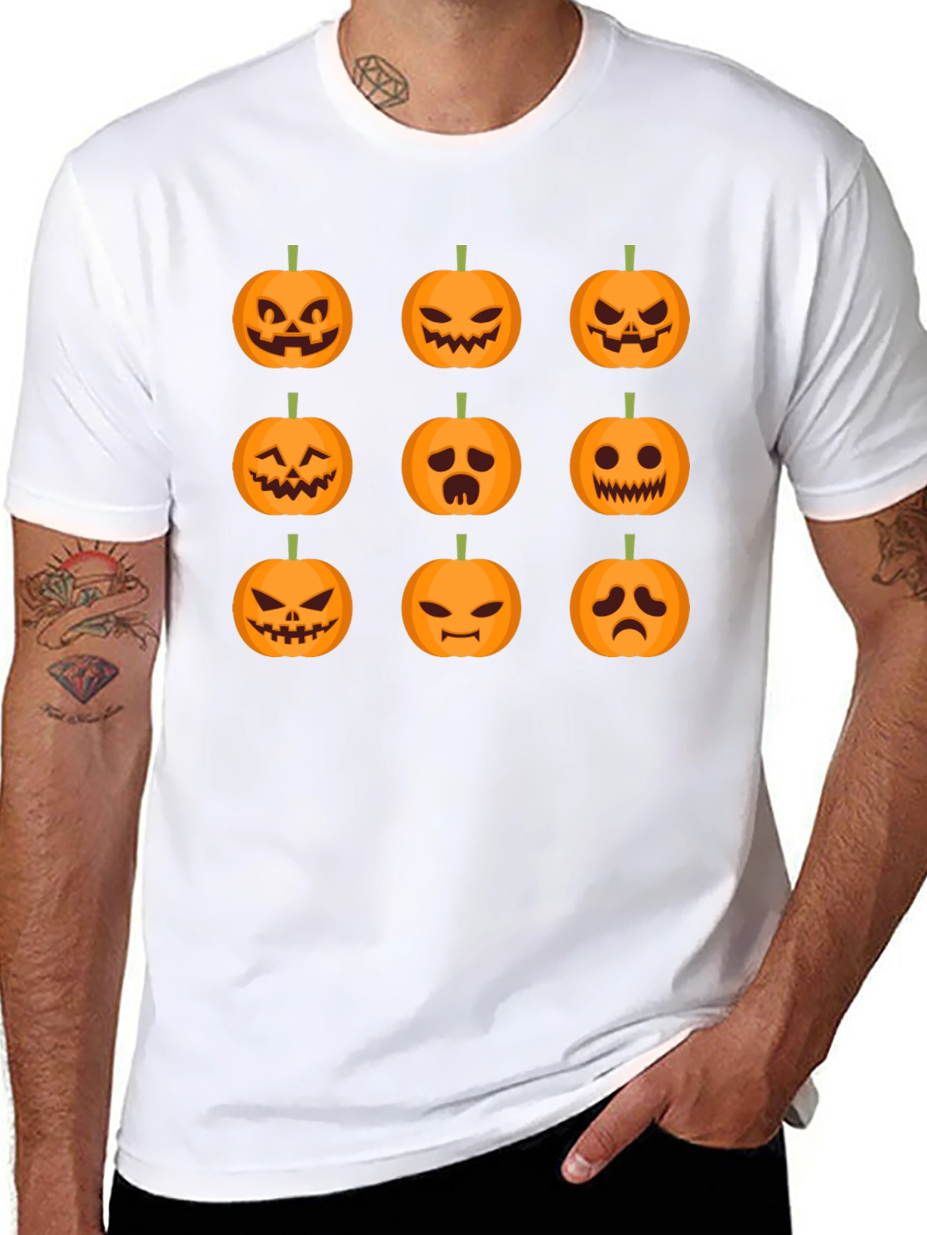 Halloween Pumpkin Faces Graphic T-Shirt