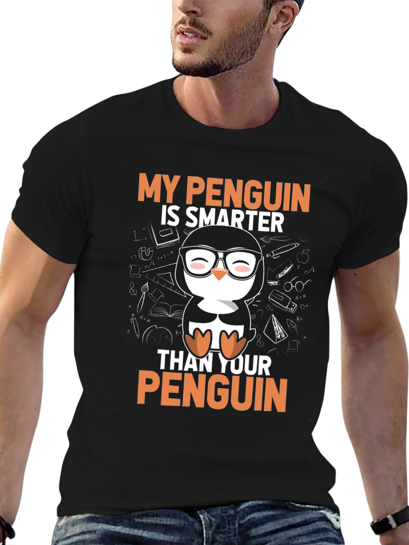 Smarter Penguin Graphic T-Shirt - Black