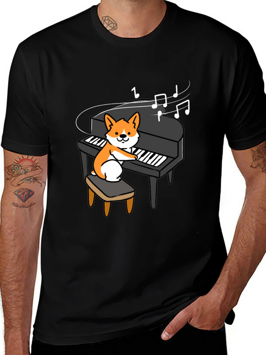 Musical Corgi Piano Player Graphic Tee