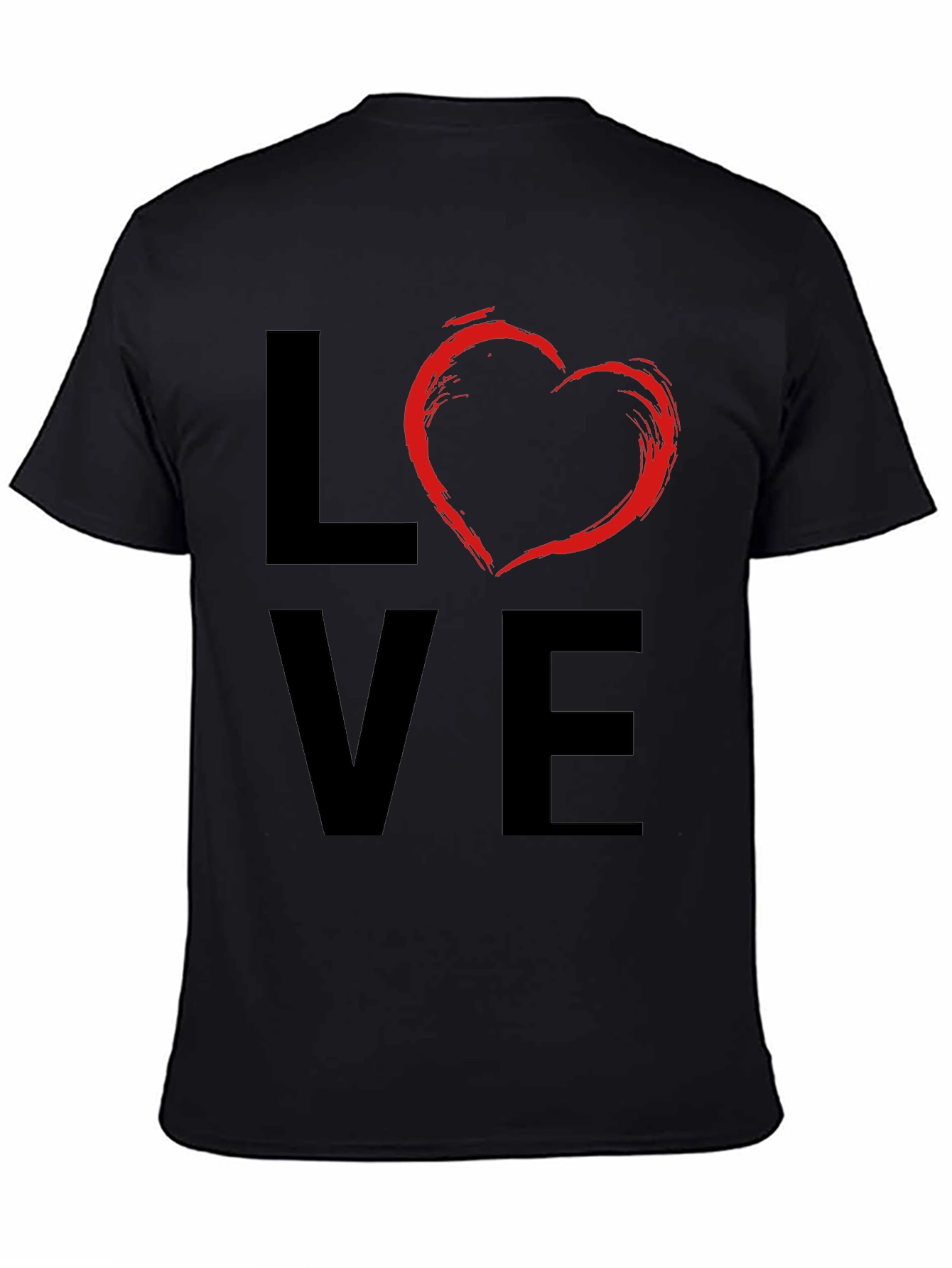 Love Heart Graphic Mens Black T-Shirt