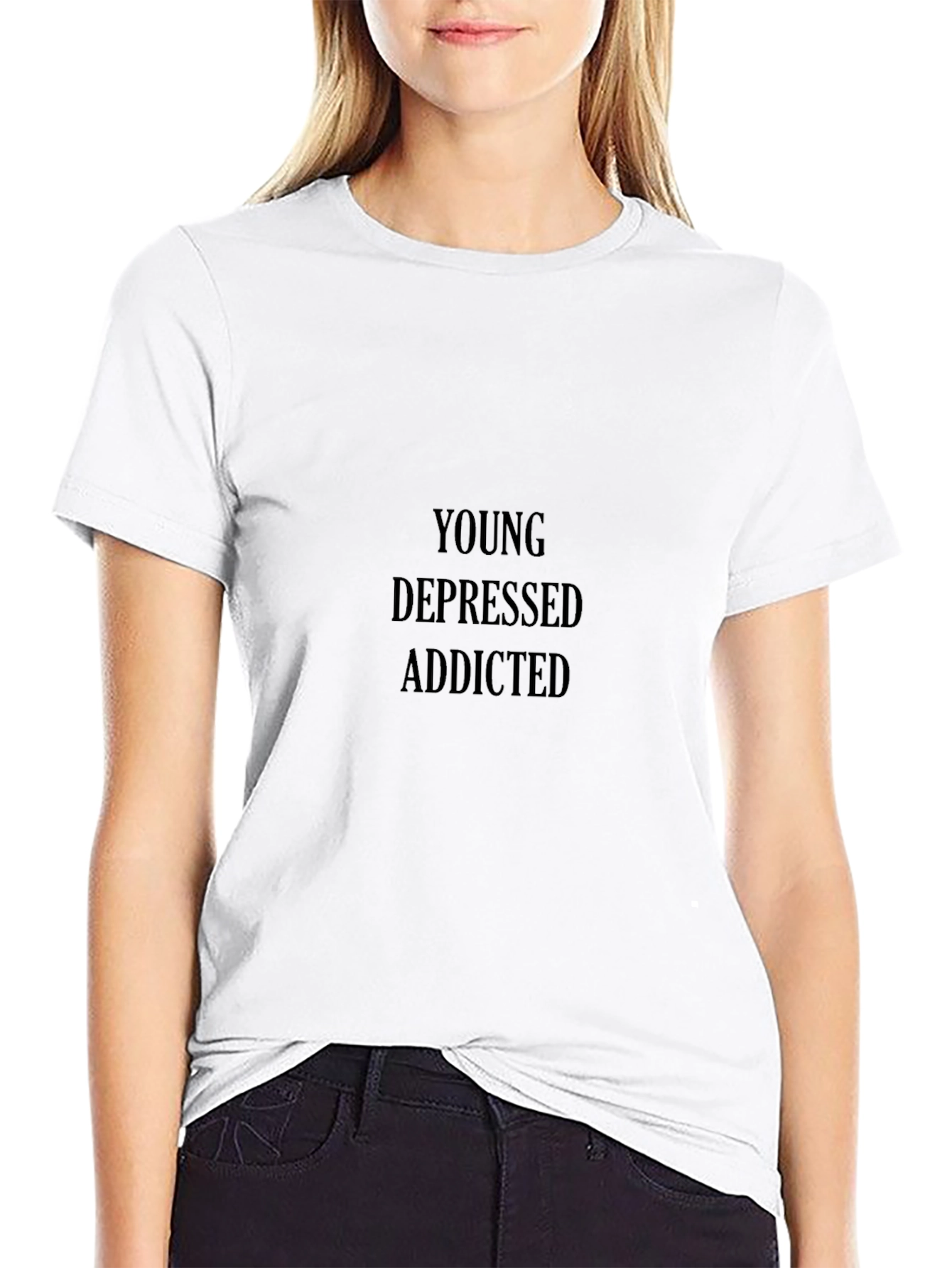 Young Depressed Addicted Black T-Shirt