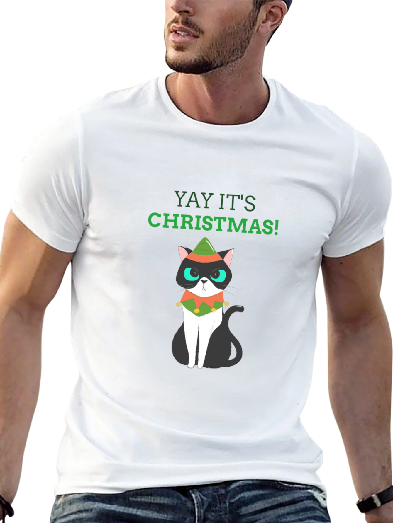 Christmas Cat T-Shirt - Holiday Fun