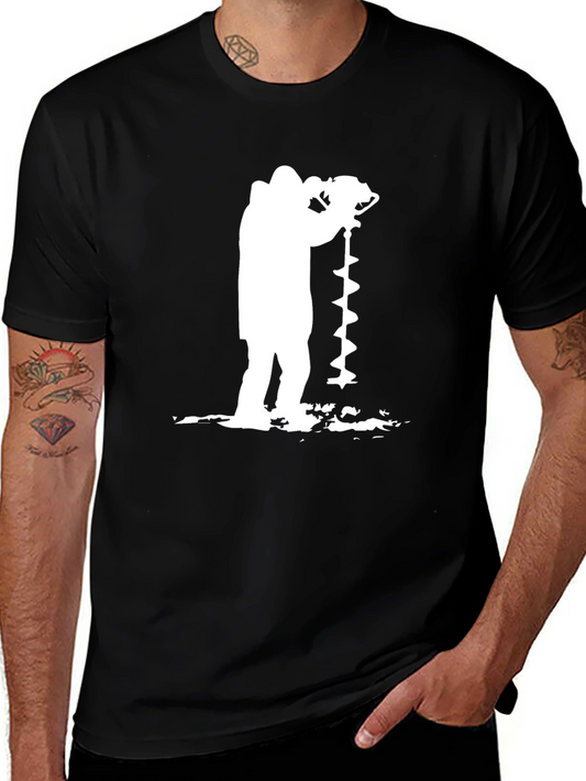 Ice Fishing Auger T-Shirt - Black Graphic Tee