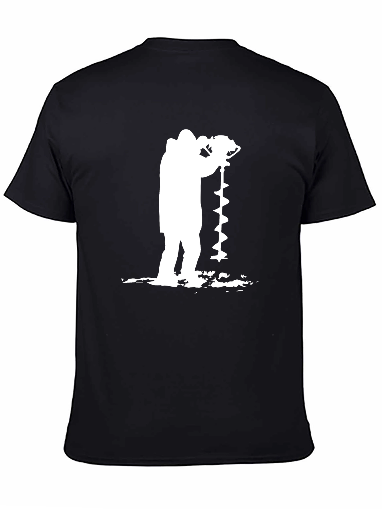 Ice Fishing Auger T-Shirt - Black Graphic Tee