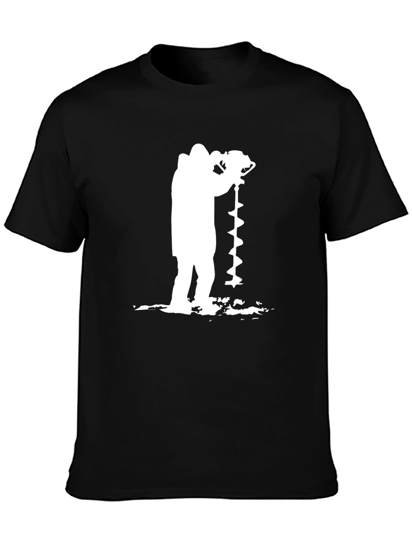 Ice Fishing Auger T-Shirt - Black Graphic Tee