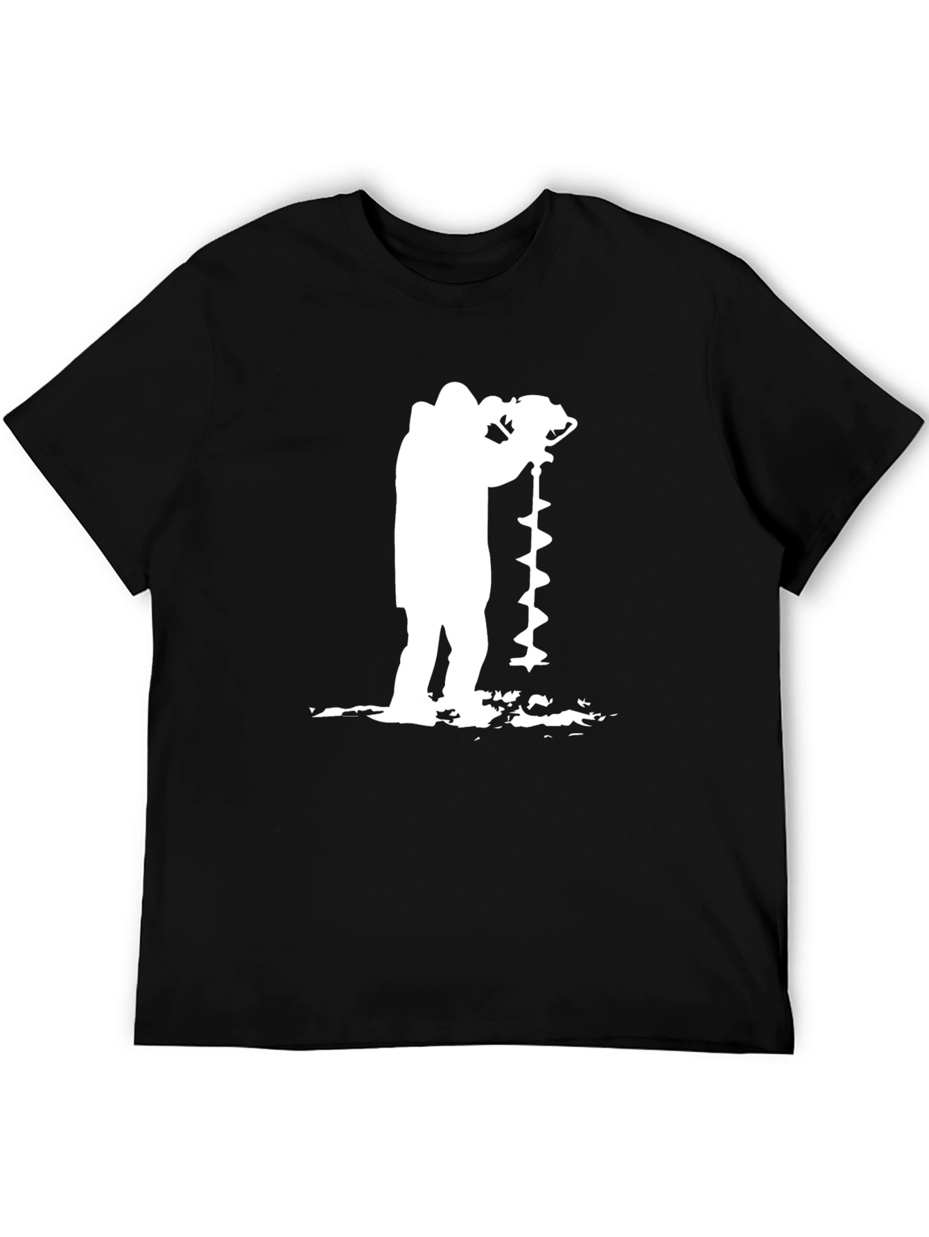 Ice Fishing Auger T-Shirt - Black Graphic Tee