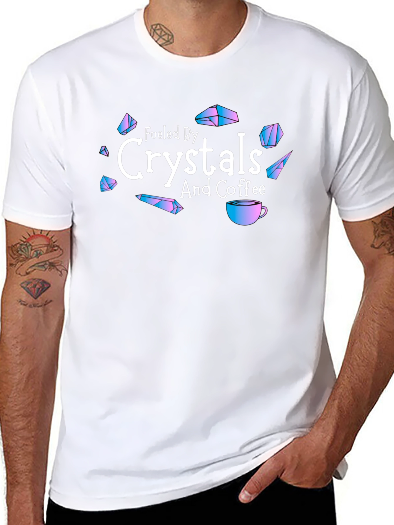 Fueled By Crystals and Coffee Black T-Shirt