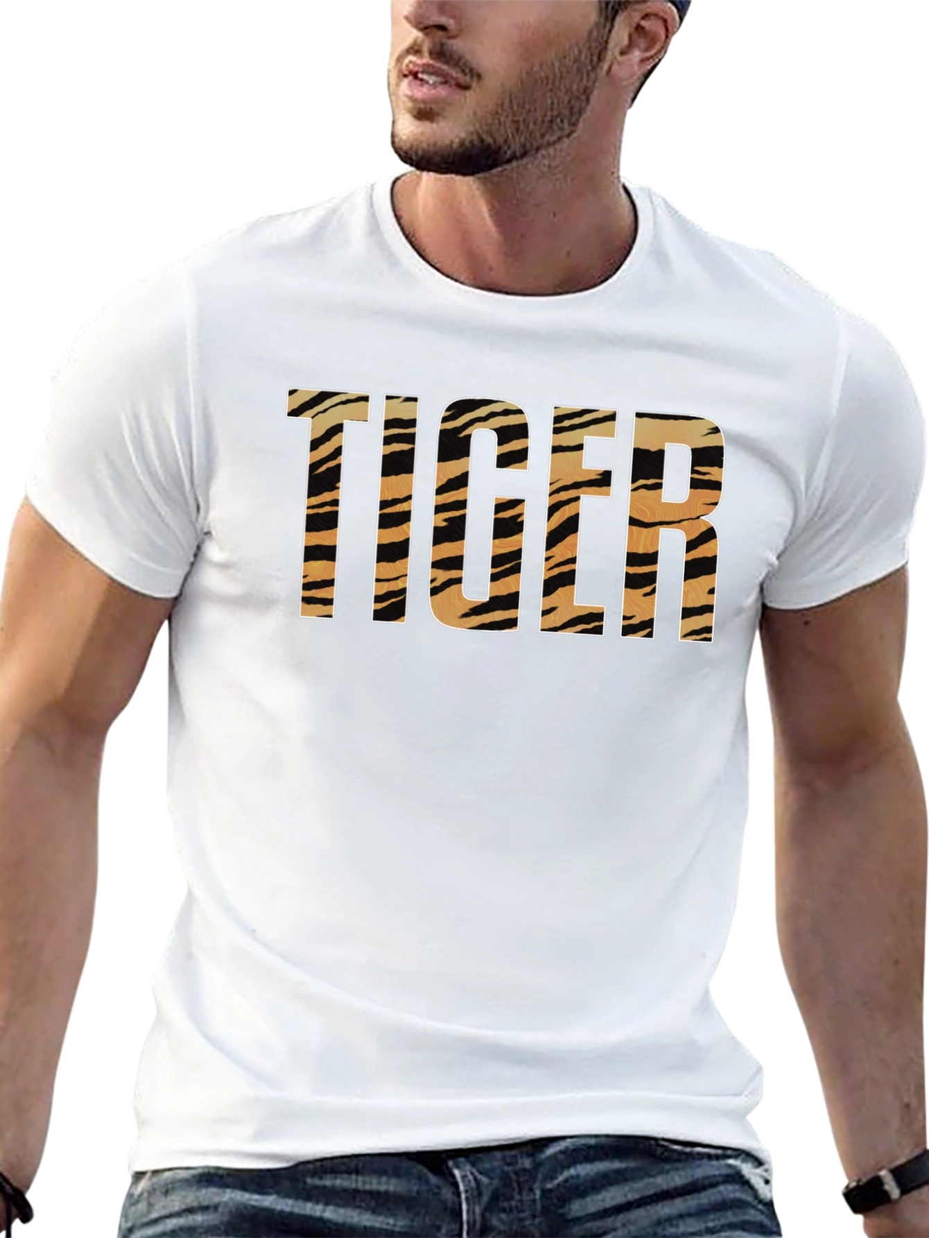 Tiger Print Graphic T-Shirt