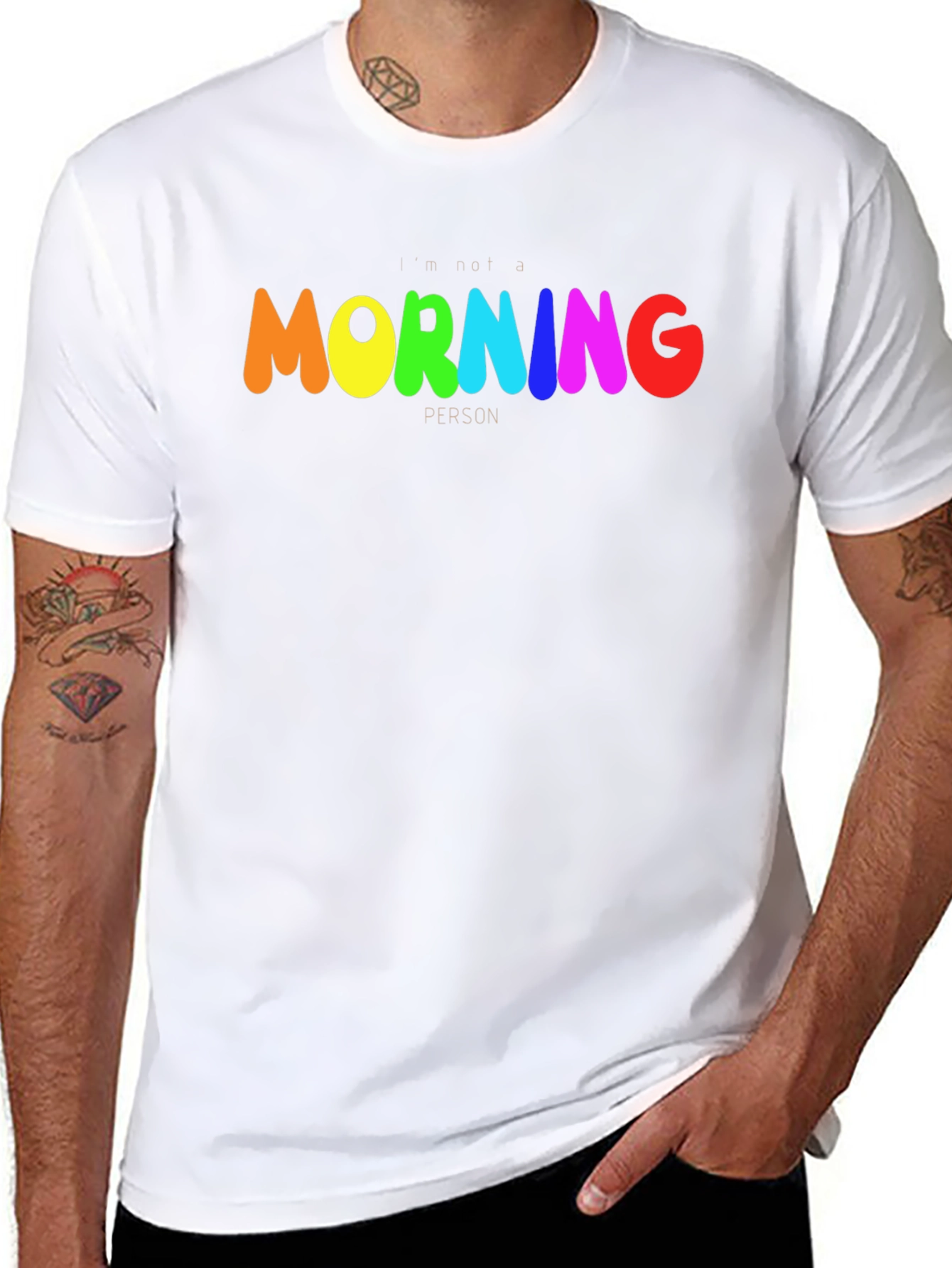 Rainbow Morning Person Graphic Tee - Black