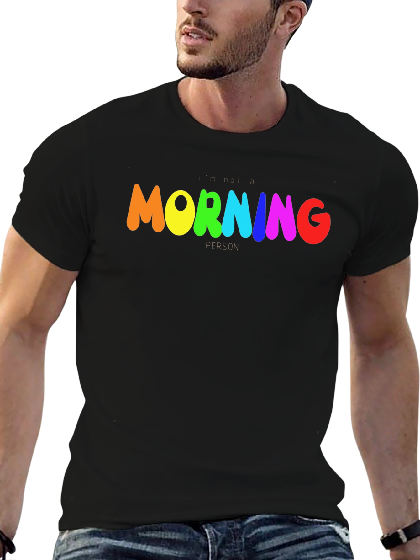 Rainbow Morning Person Graphic Tee - Black