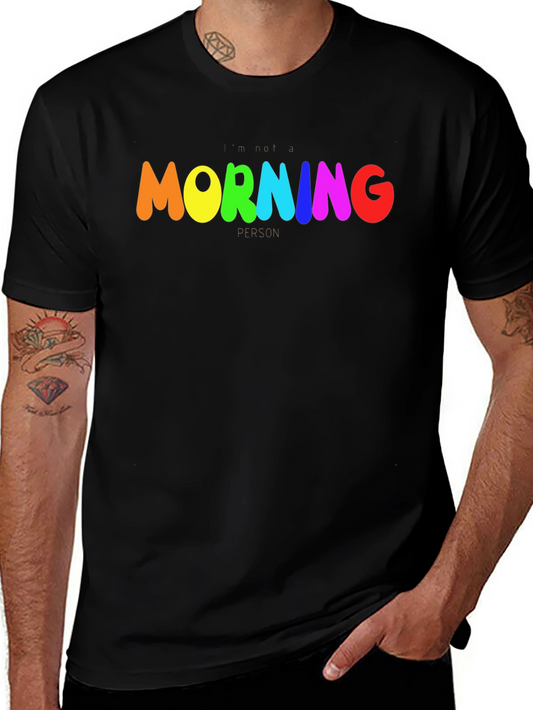 Rainbow Morning Person Graphic Tee - Black