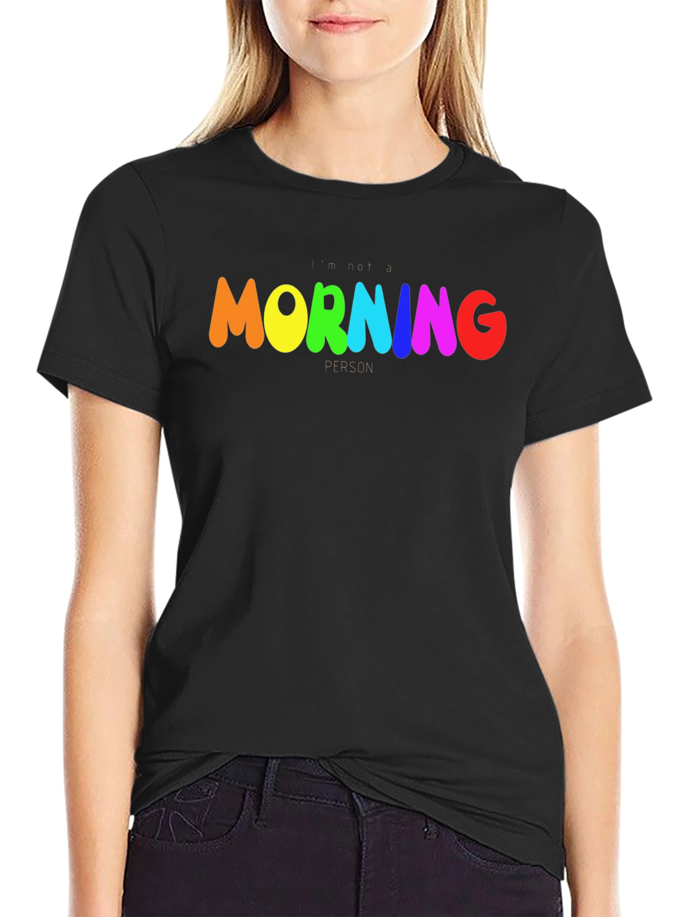 Rainbow Morning Person Graphic Tee - Black