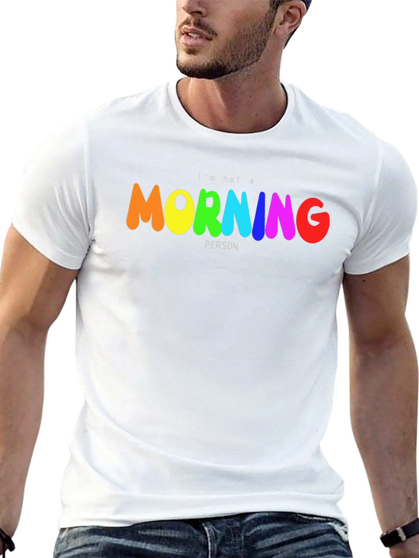 Rainbow Morning Person Graphic Tee - Black