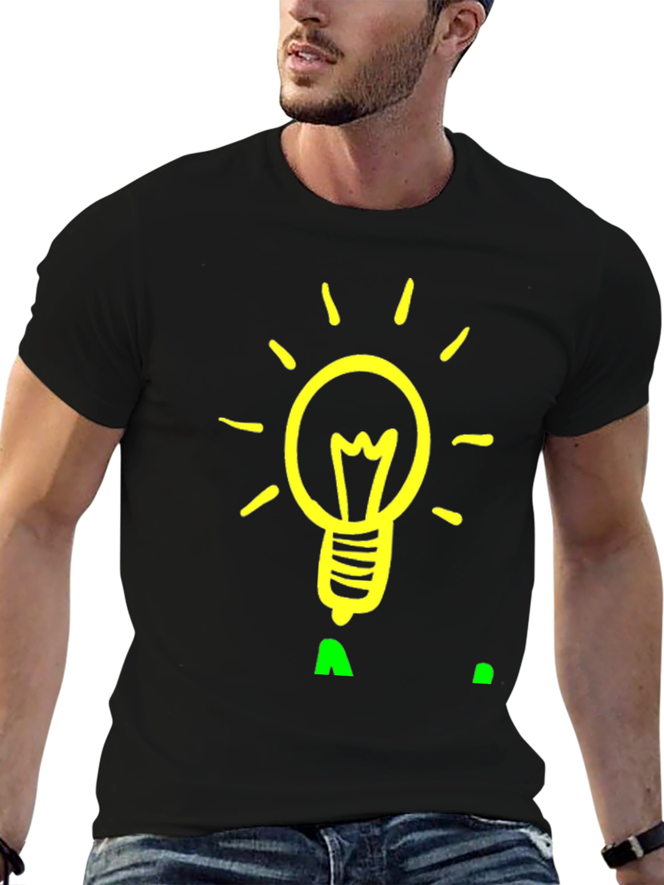 Idea Lightbulb Graphic Tee - Black