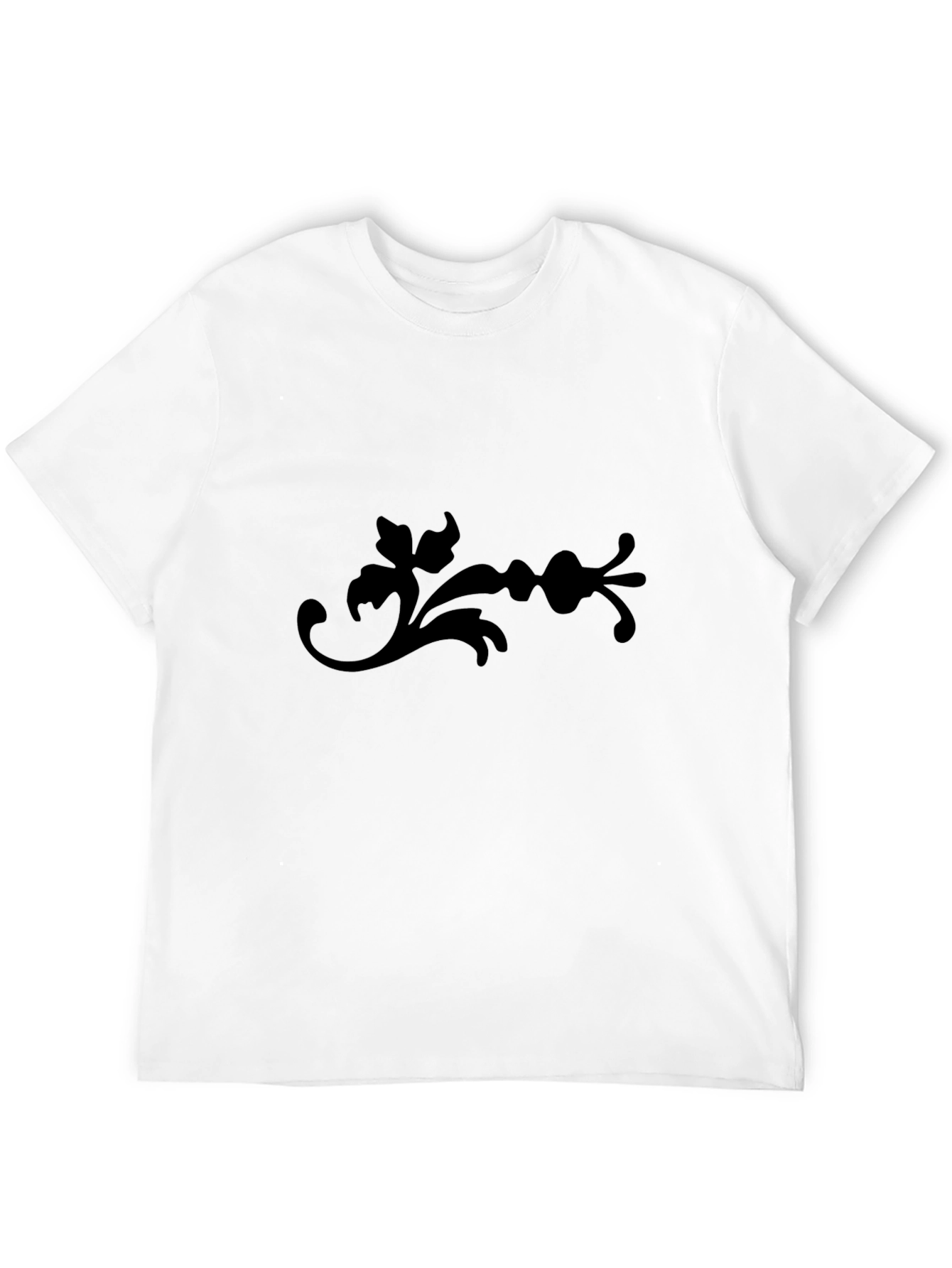 Elegant Black T-Shirt with Ornamental Graphic