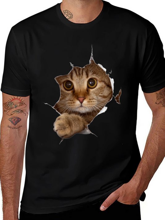 Cat Peeking T-Shirt - 3D Graphic Tee