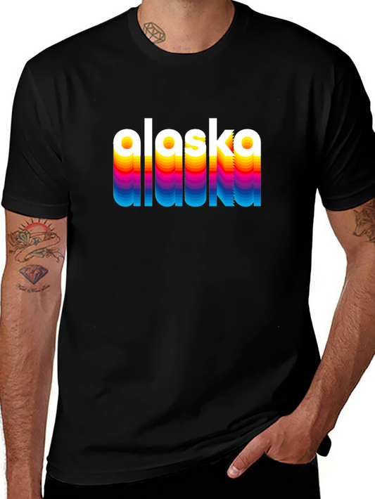 Retro Alaska Graphic Tee - Black Crew Neck
