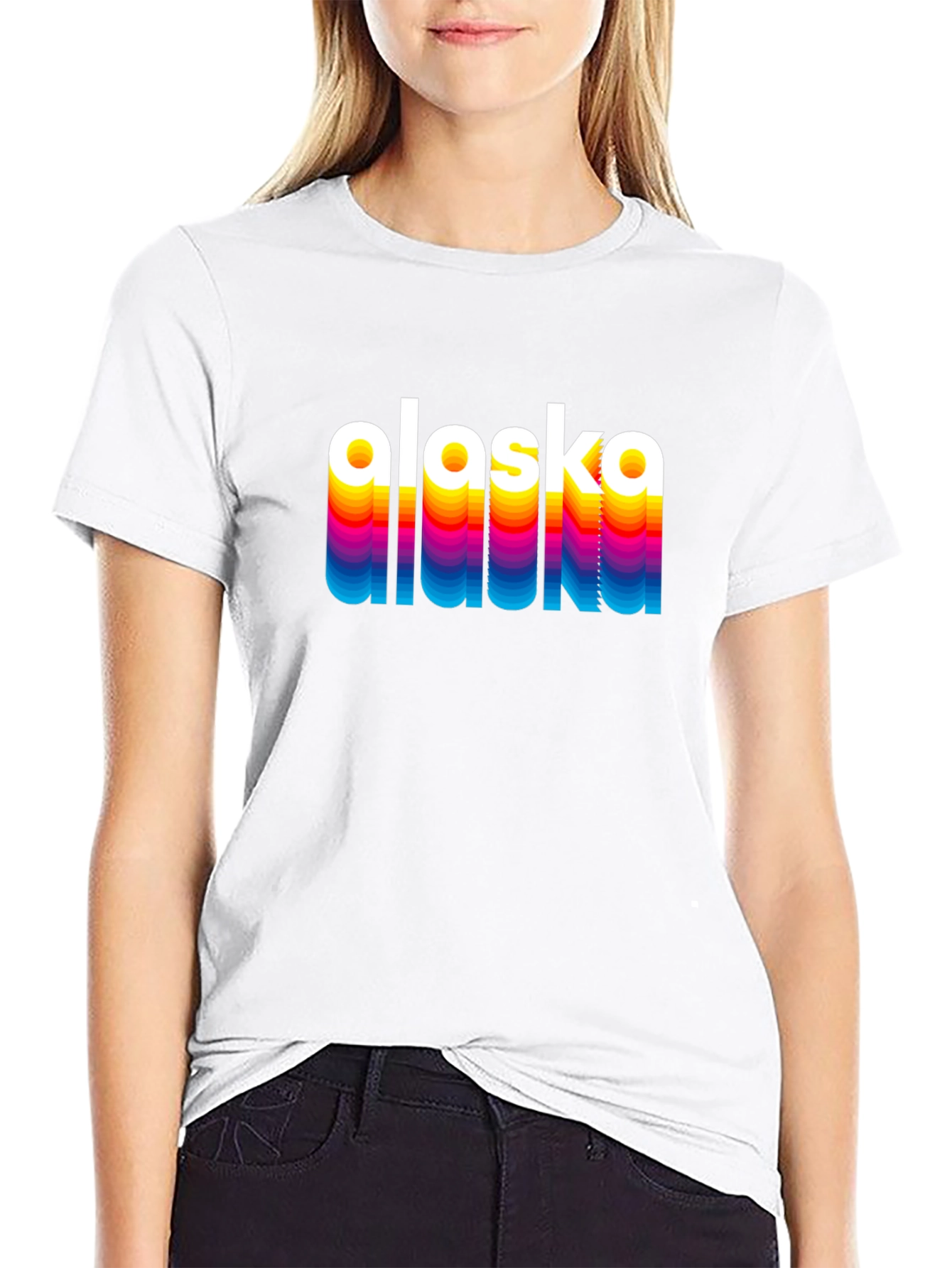 Retro Alaska Graphic Tee - Black Crew Neck