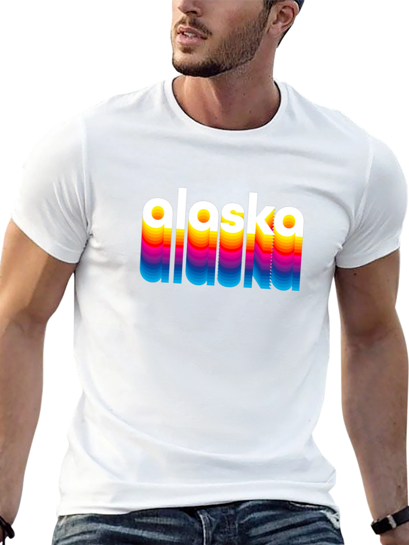 Retro Alaska Graphic Tee - Black Crew Neck