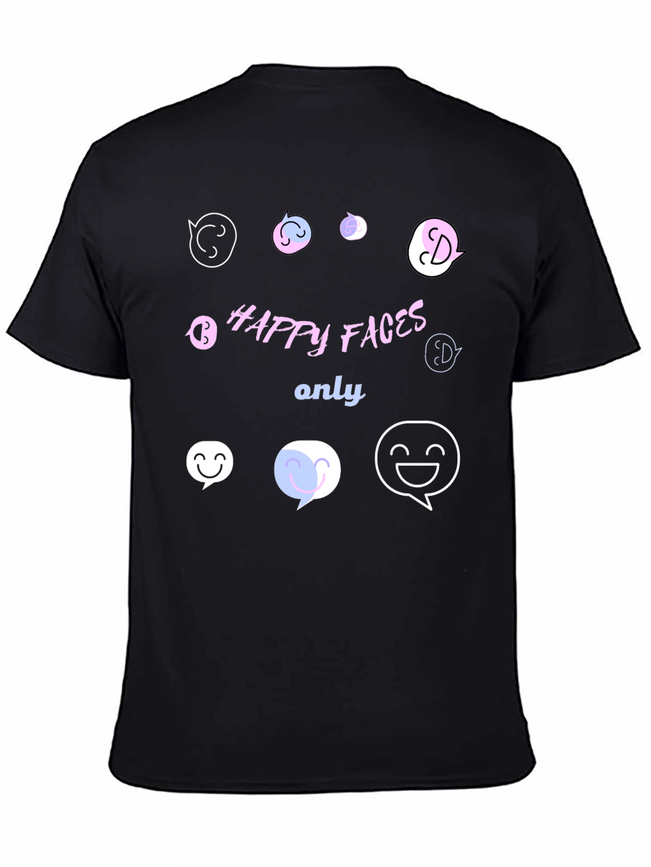 Happy Faces Only Graphic T-Shirt - Black