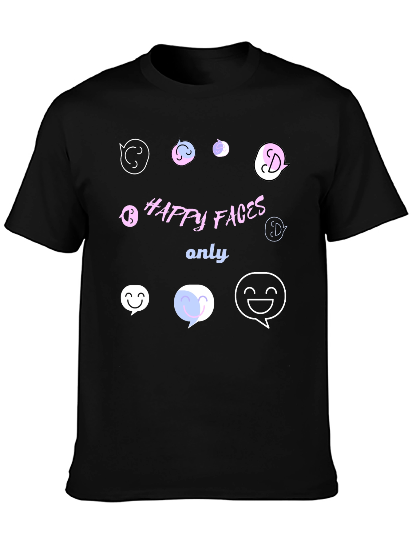 Happy Faces Only Graphic T-Shirt - Black