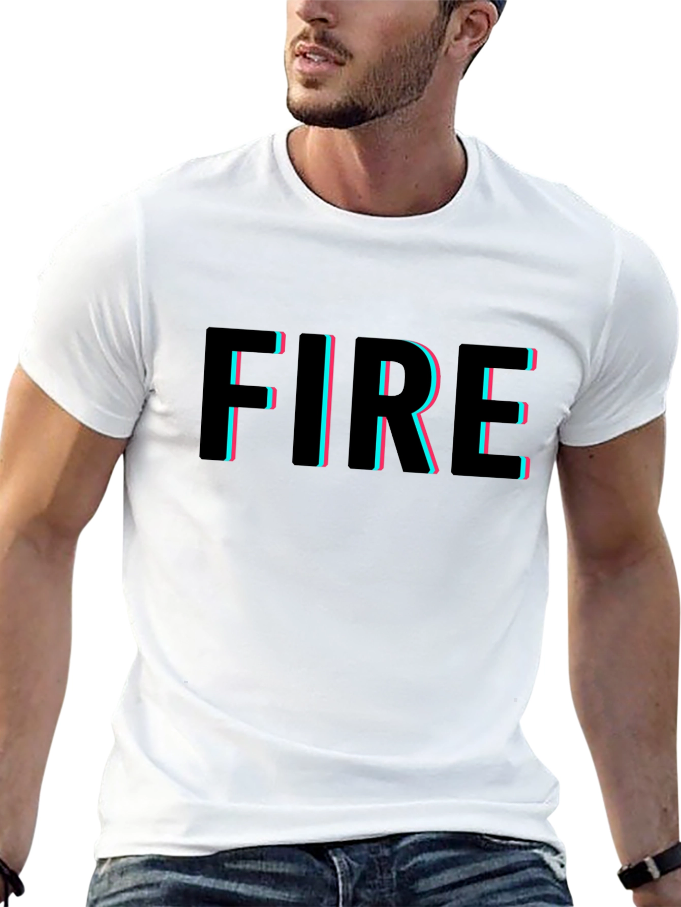 Fire Graphic Tee - Trendy Black T-Shirt