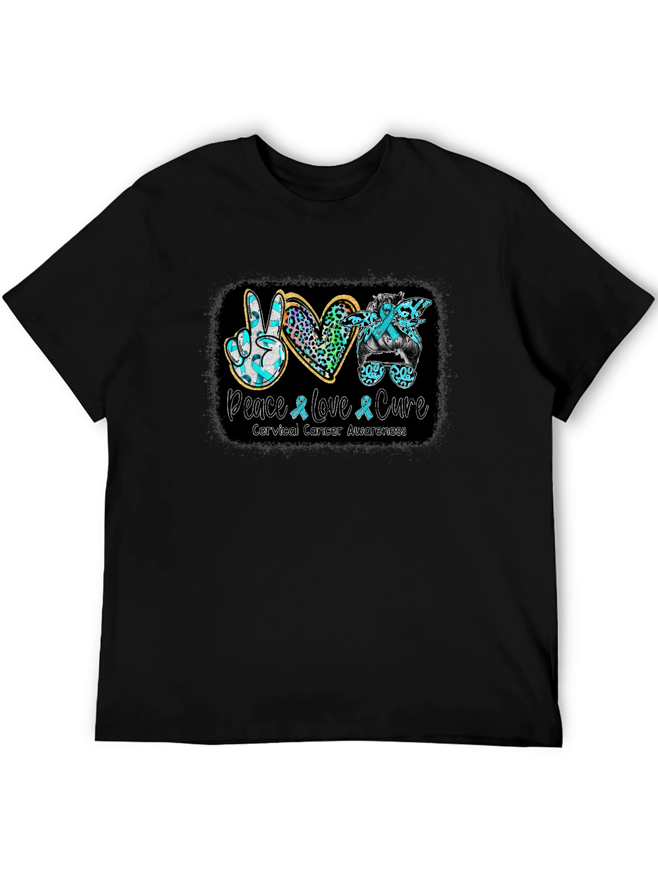 Cervical Cancer Awareness Peace Love Cure T-Shirt