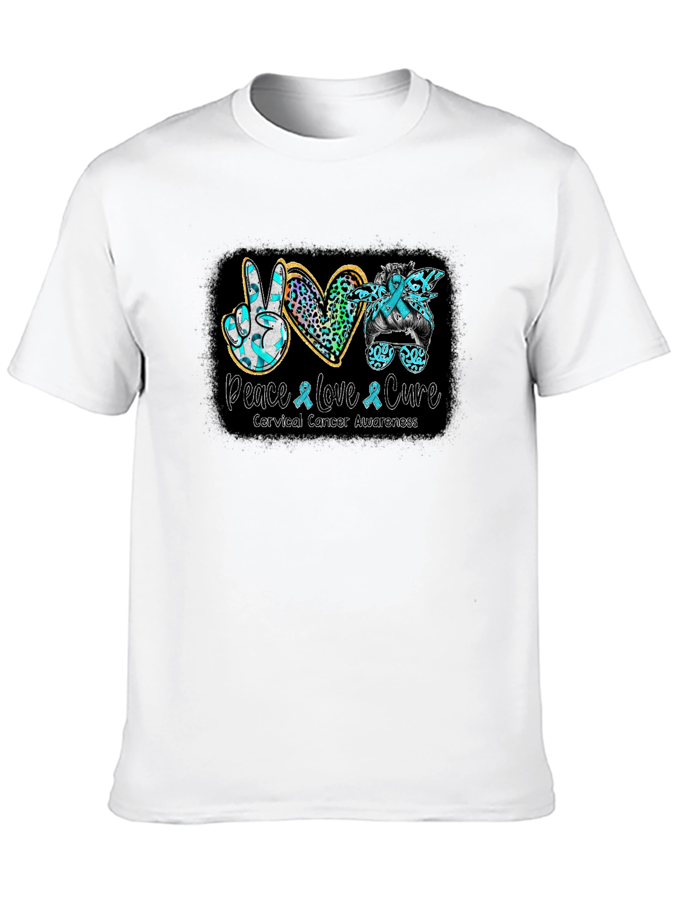 Cervical Cancer Awareness Peace Love Cure T-Shirt