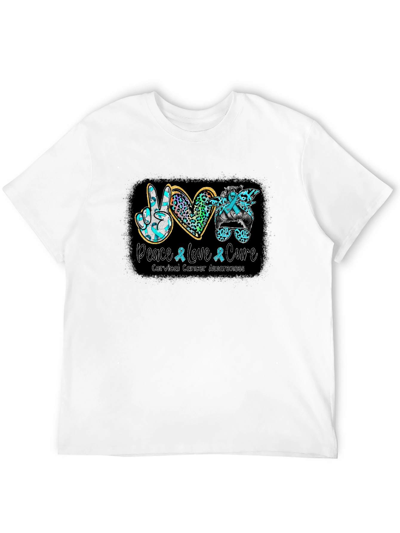 Cervical Cancer Awareness Peace Love Cure T-Shirt