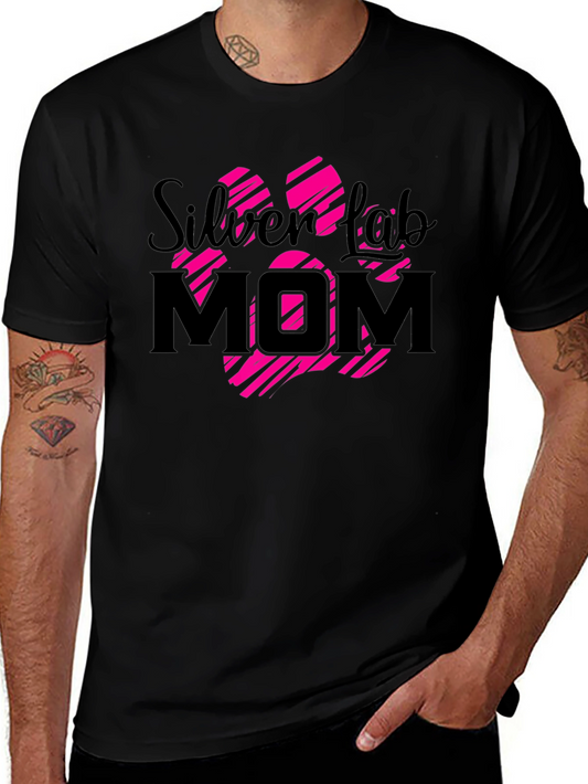 Silver Lab Mom Paw Print T-Shirt