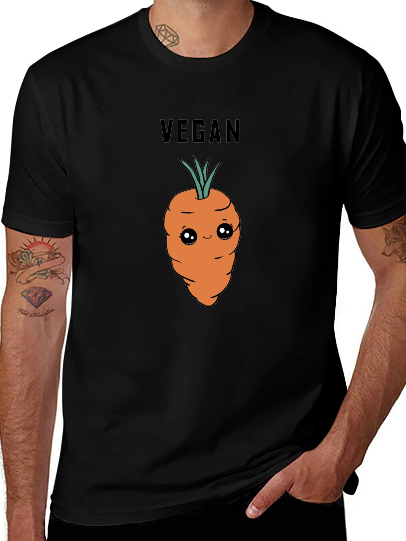 Vegan Carrot Graphic T-Shirt - Cute Vegetable Tee