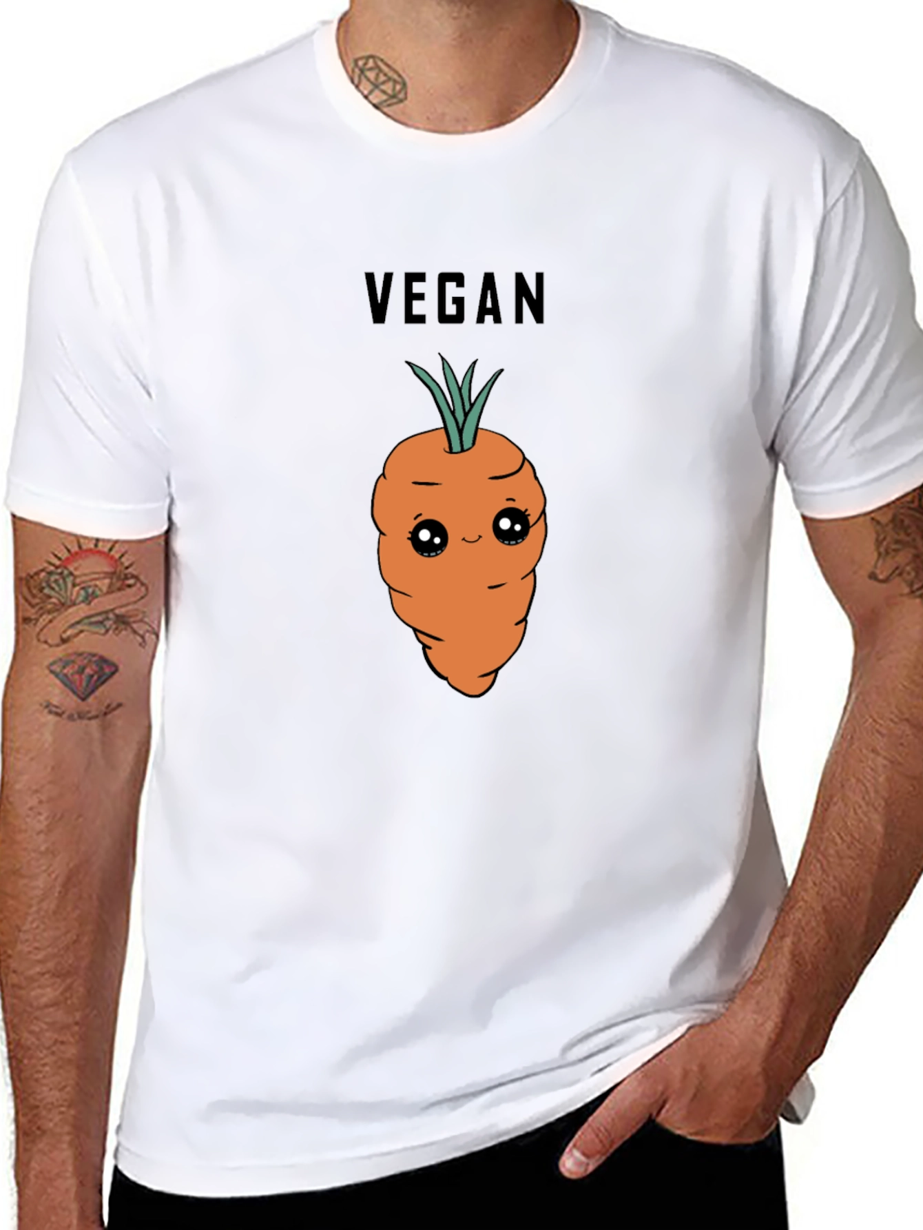 Vegan Carrot Graphic T-Shirt - Cute Vegetable Tee