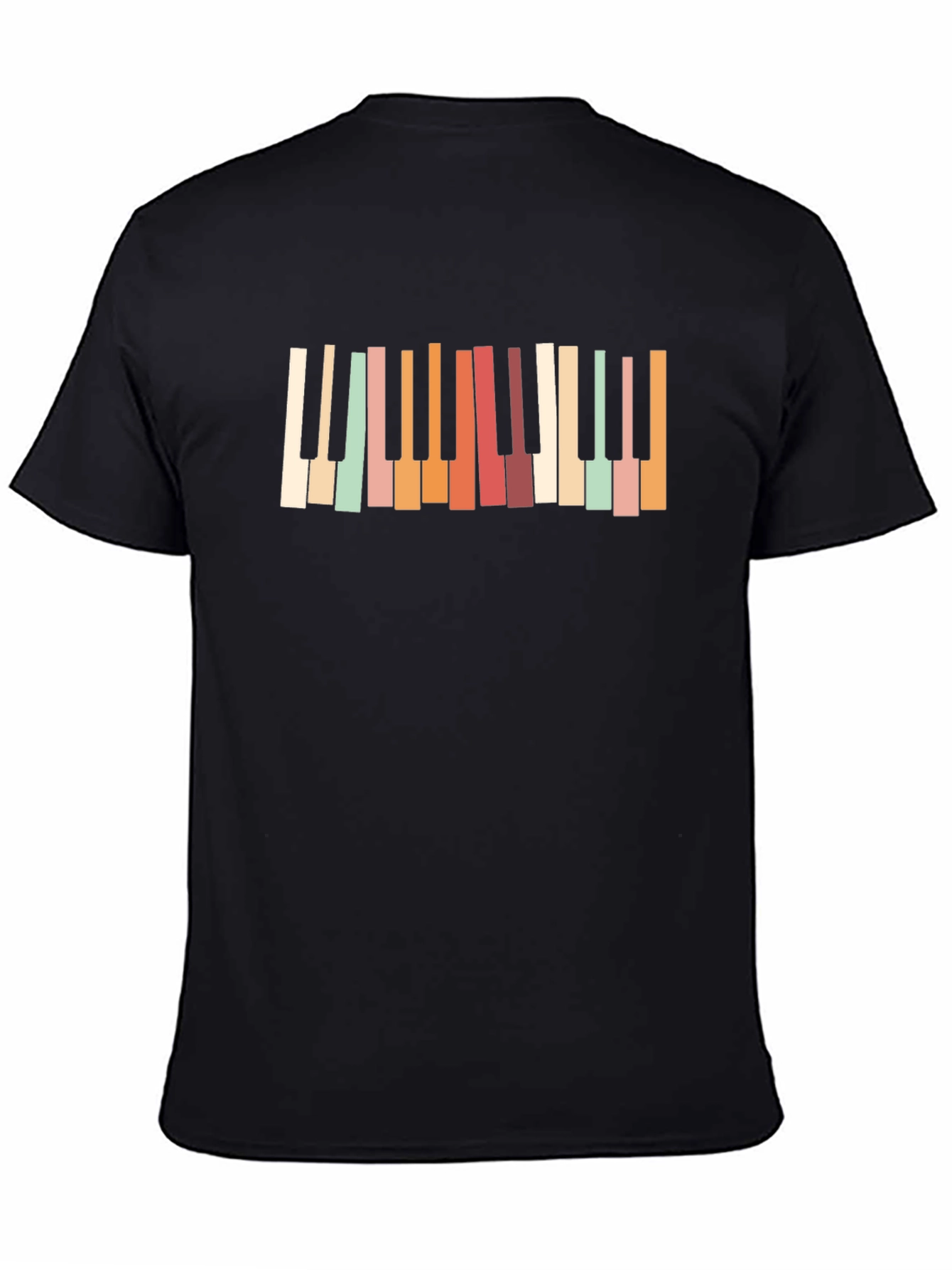 Retro Piano Keys Black T-Shirt