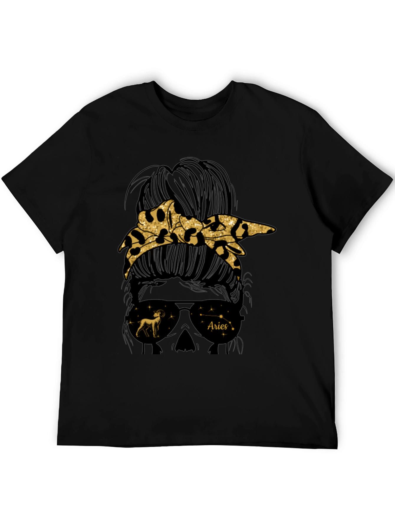 Aries Zodiac Messy Bun Graphic Tee