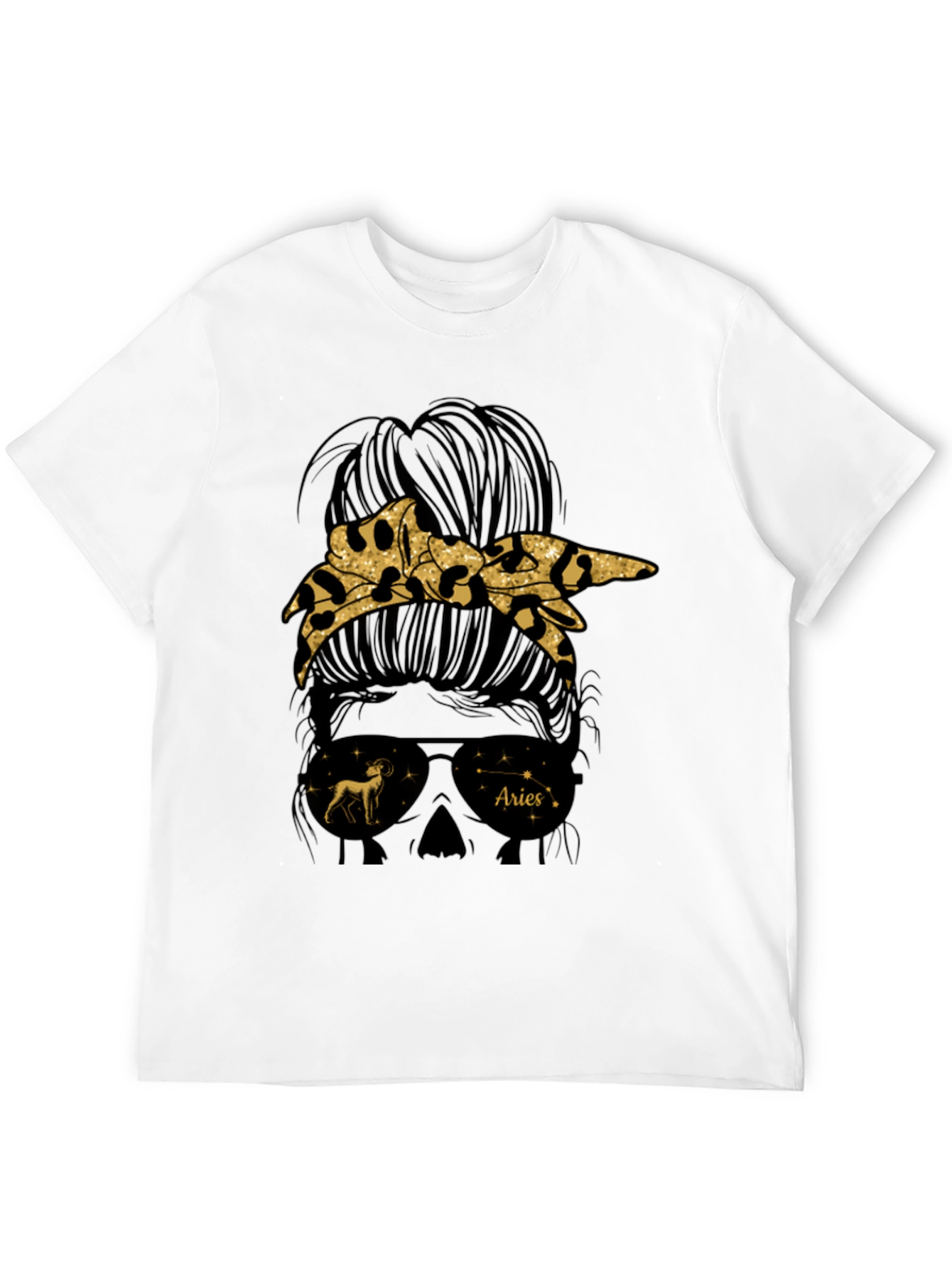 Aries Zodiac Messy Bun Graphic Tee