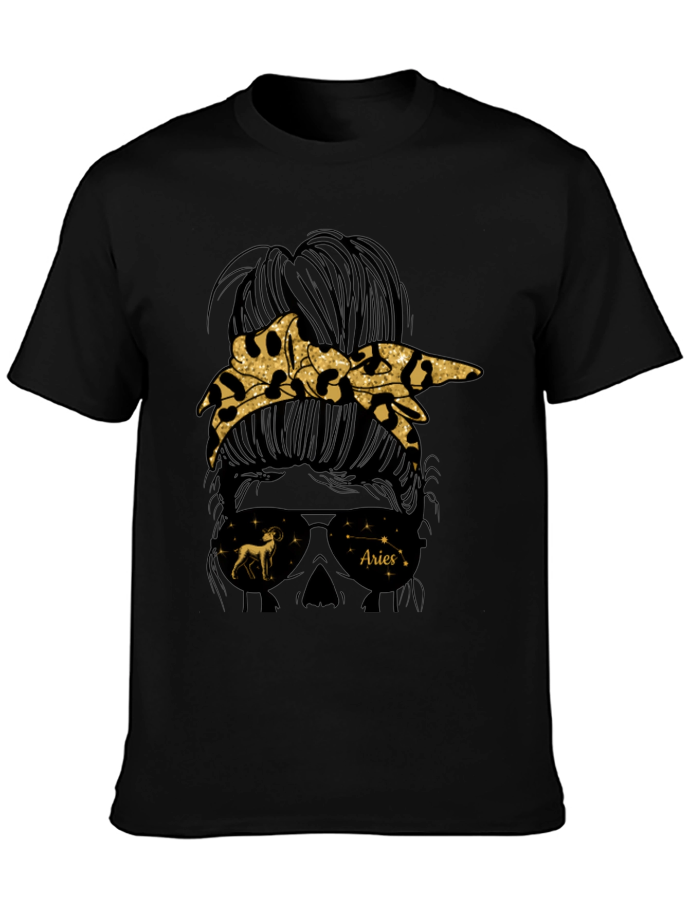 Aries Zodiac Messy Bun Graphic Tee