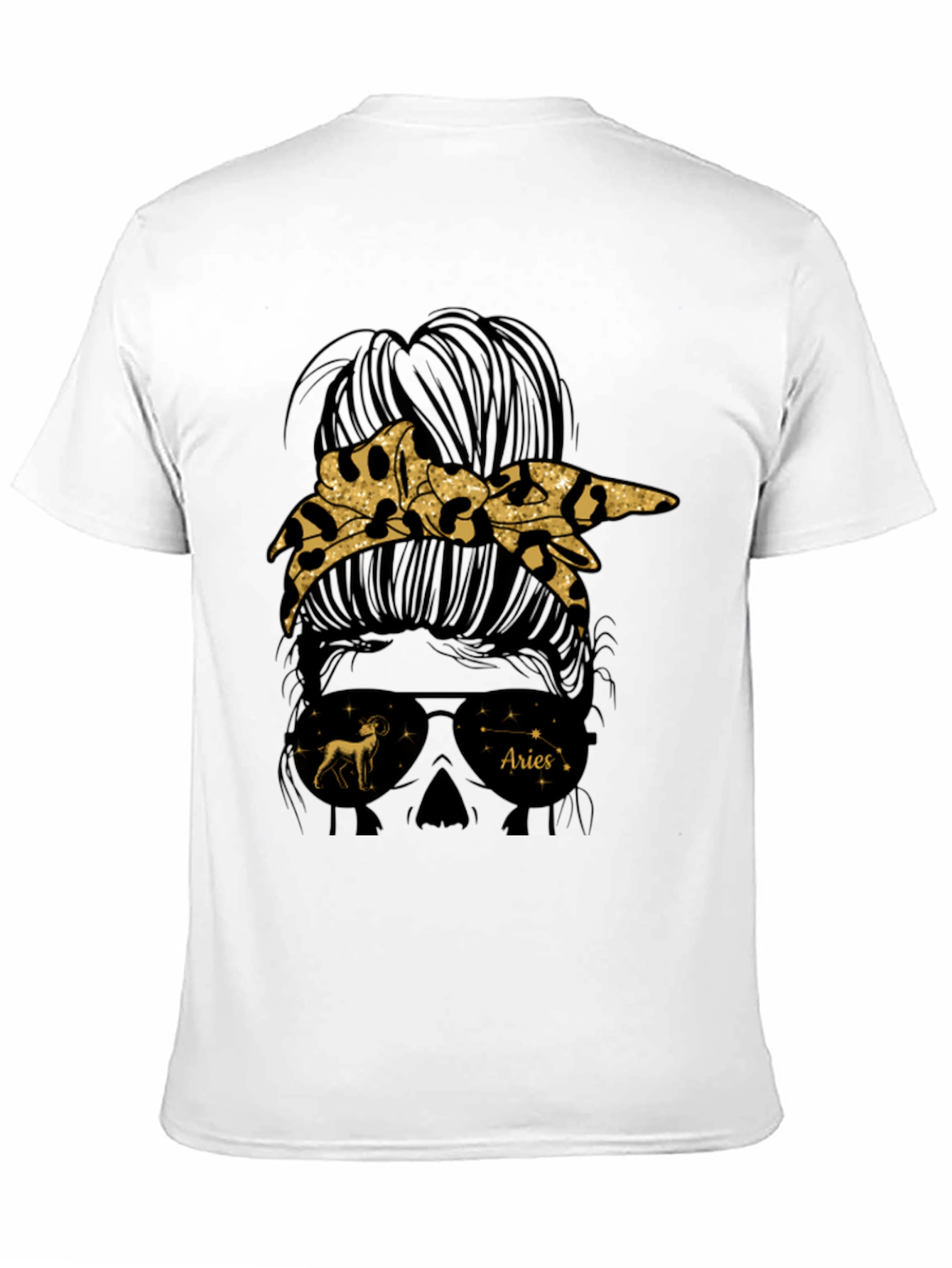 Aries Zodiac Messy Bun Graphic Tee