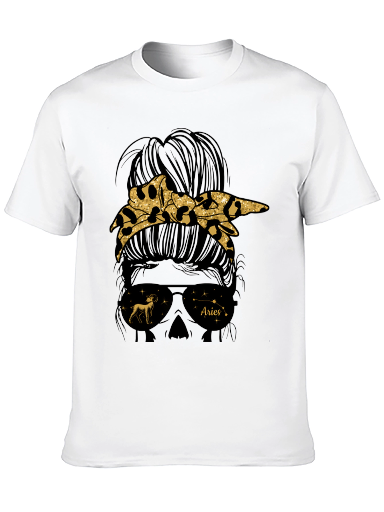 Aries Zodiac Messy Bun Graphic Tee