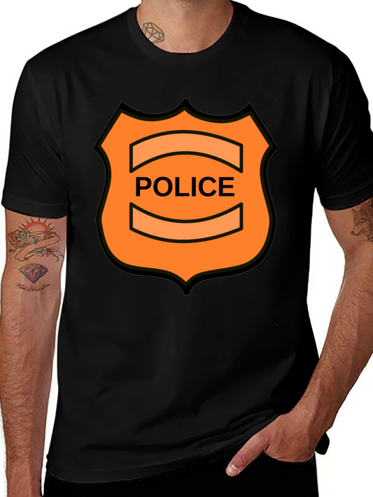 Novelty Police Badge Graphic Tee - Black